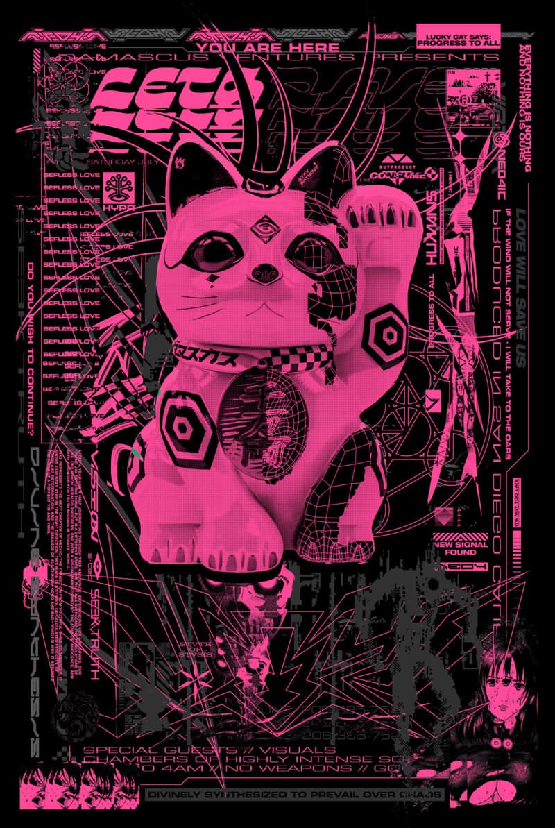 Lucky Cat ( UV Pink )