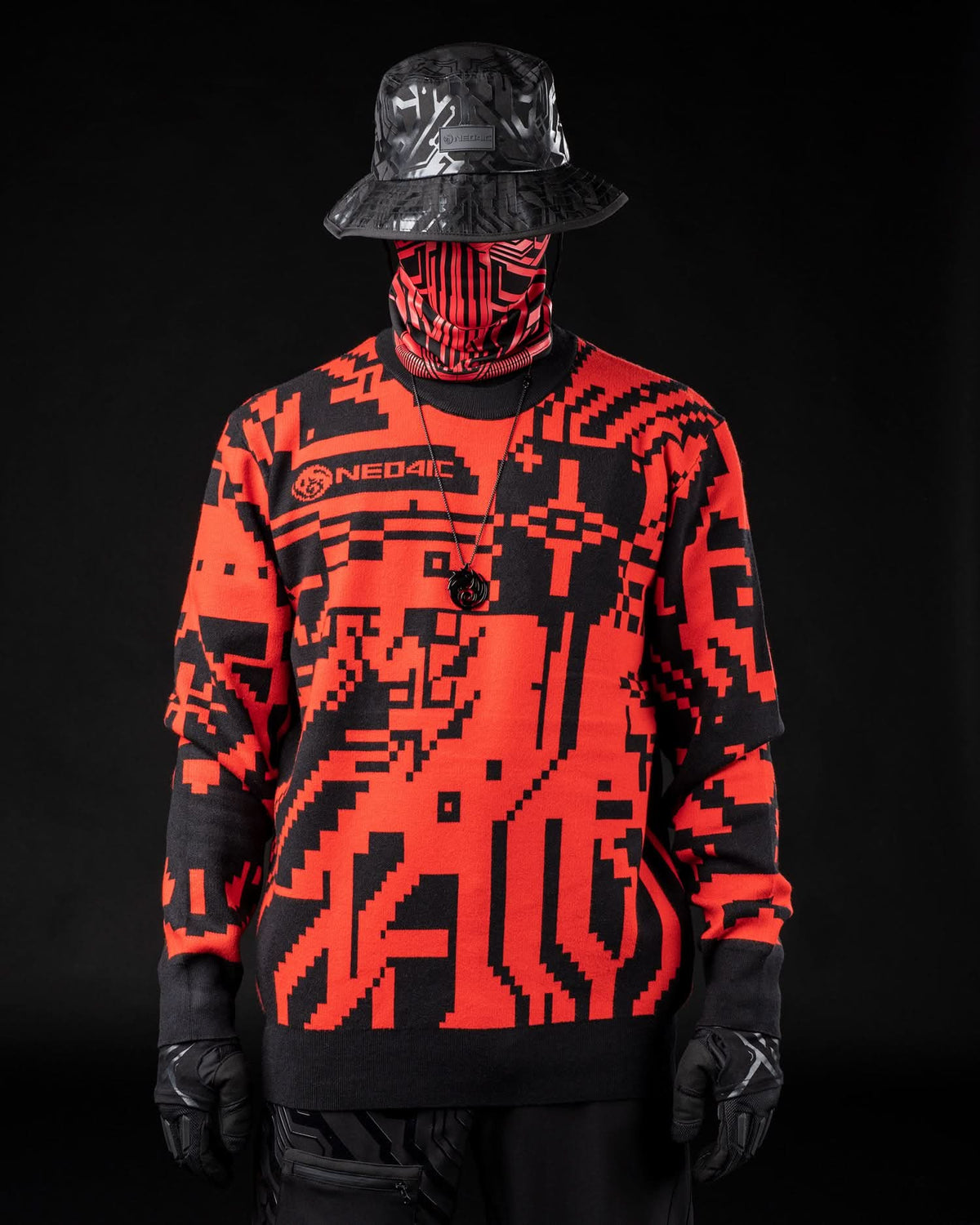 RED KNIT TIT4N CYBERPUNK SWEATER