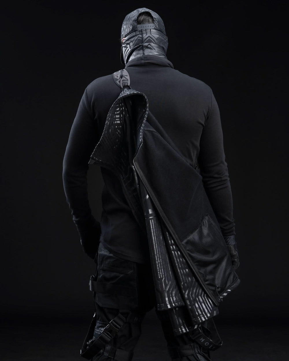 BLACK CYBERPUNK TECHWEAR CIRCUIT JACKET