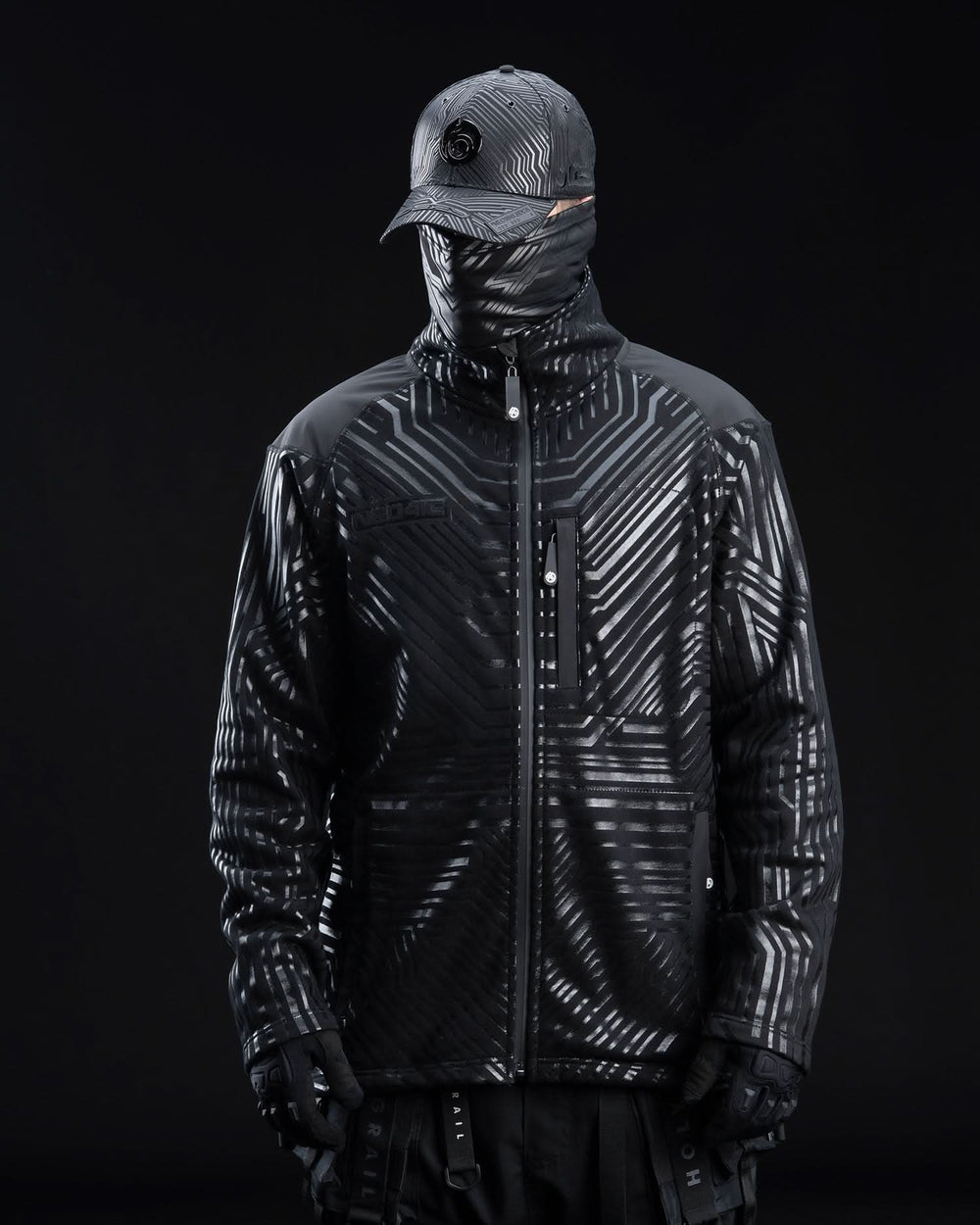 BLACK CYBERPUNK TECHWEAR CIRCUIT JACKET