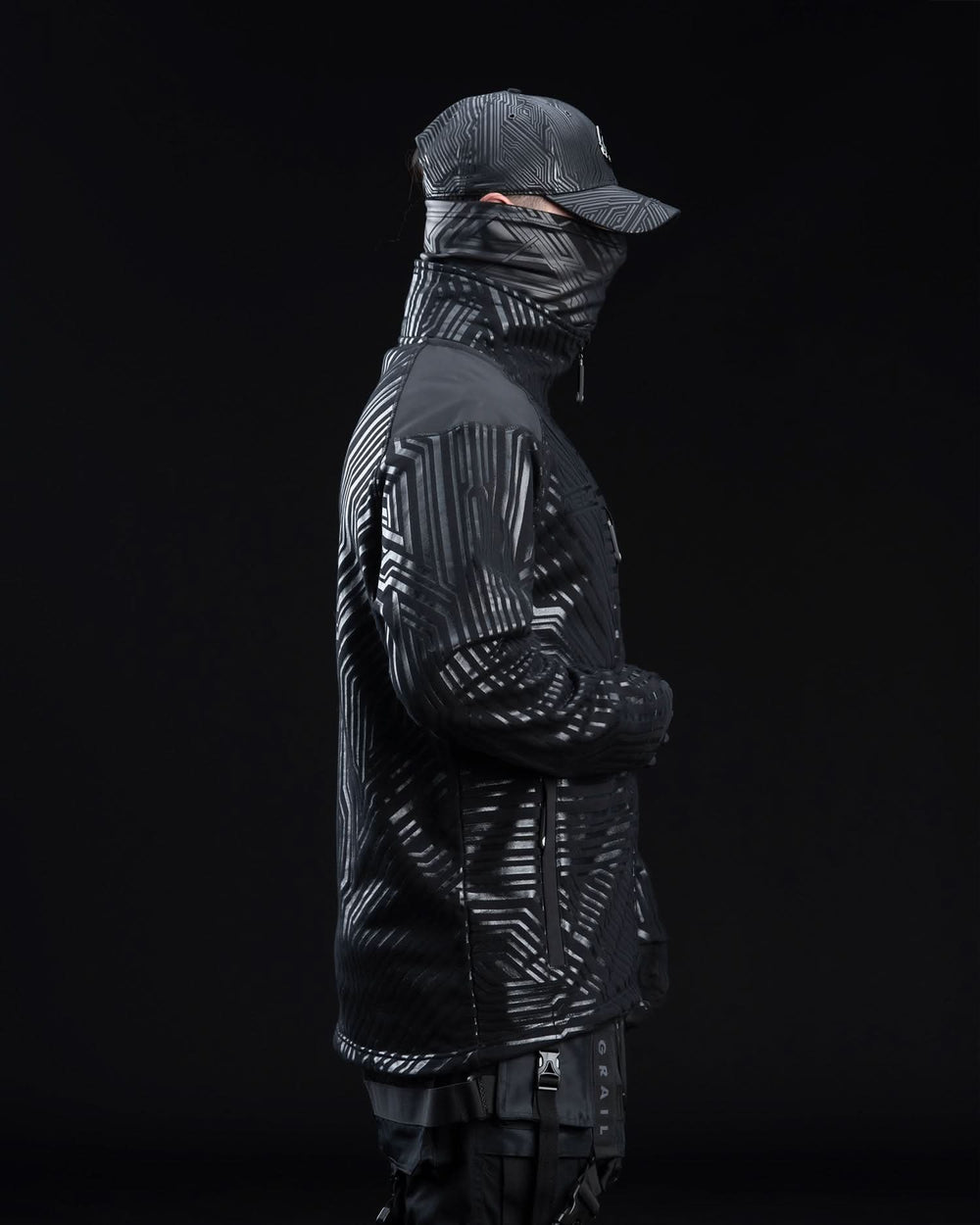 BLACK CYBERPUNK TECHWEAR CIRCUIT JACKET