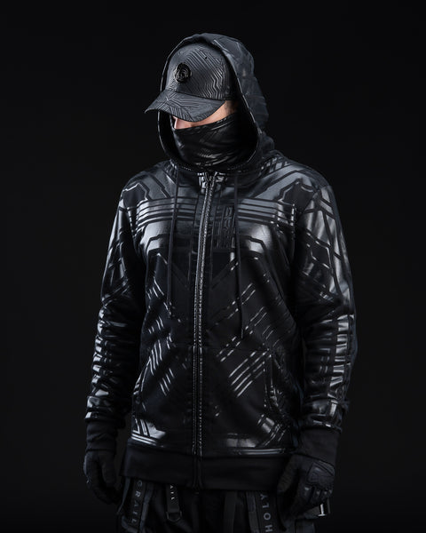 ZYPHR CYBERPUNK ZIP UP HOODIE BLACK