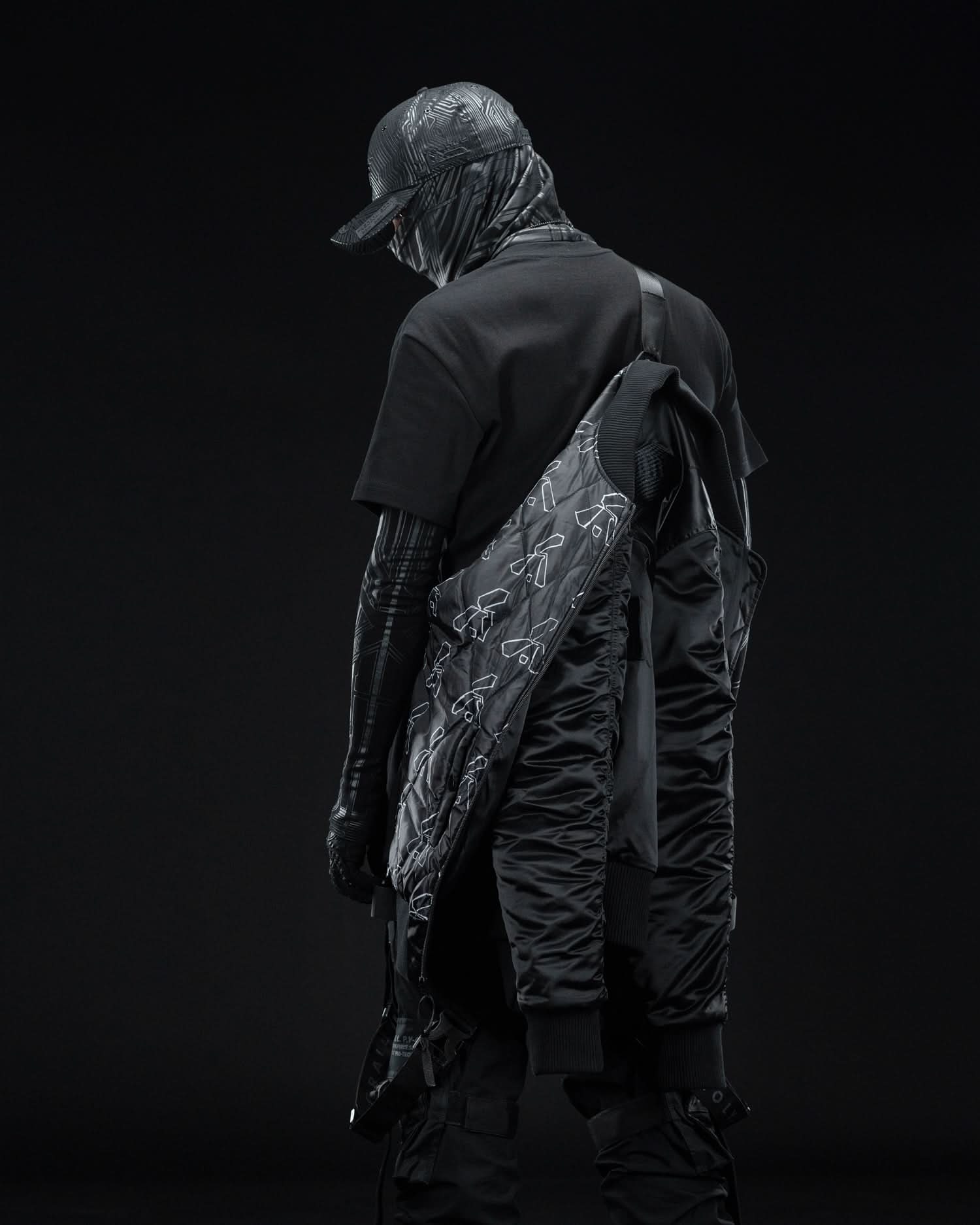 SVR.TECH7 BLACK TECHWEAR BOMBER JACKET